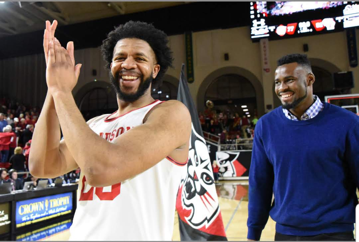 KiShawn Pritchett with a friend after a Davidson basketball game