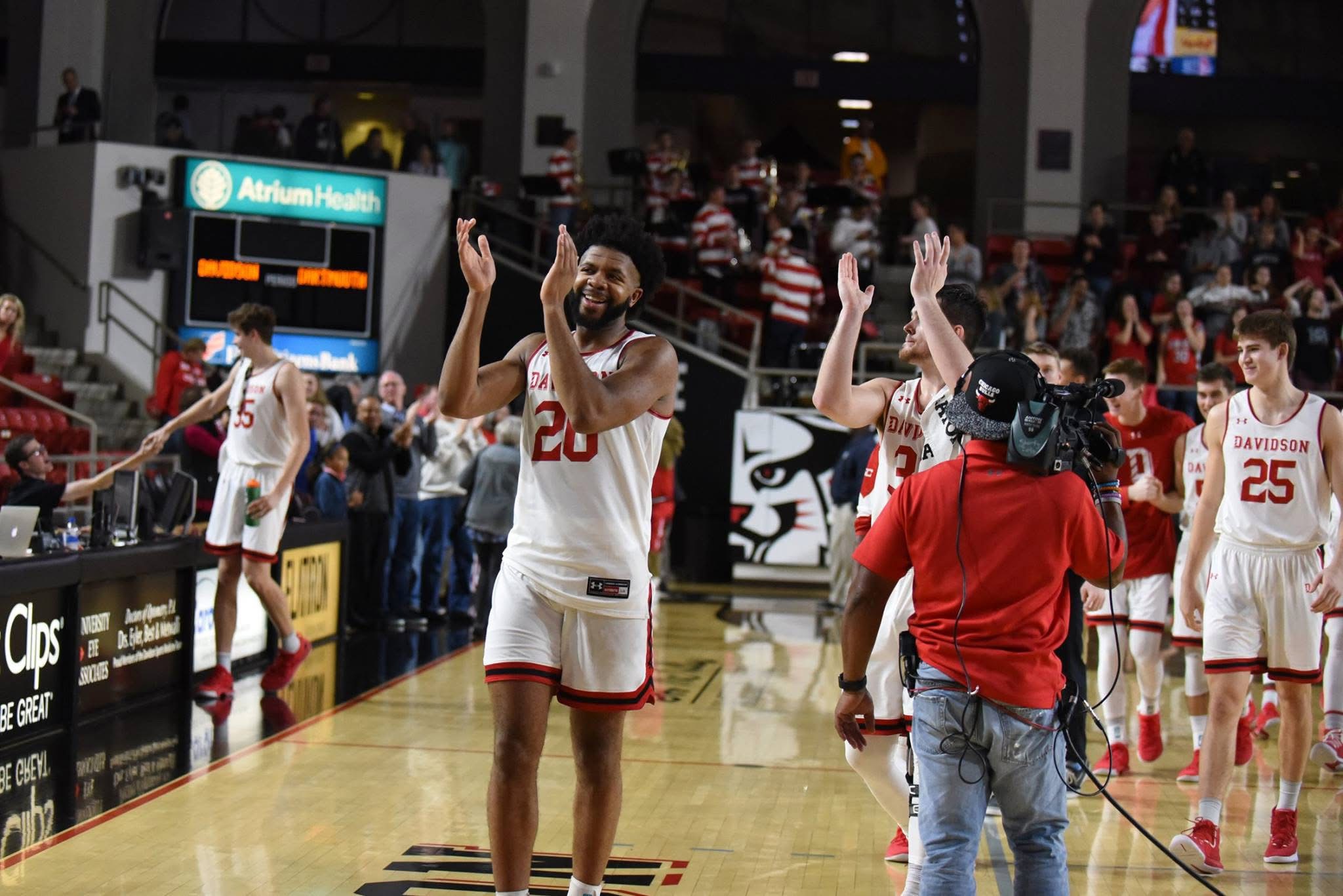 KiShawn Pritchett on the Davidson basketball court after a game